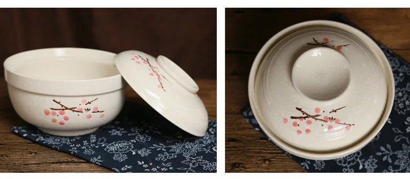 tampa de louça de cerâmica pintada mão japonesa unidades tigela de macarrão instantânea doméstica tigela de sopa isolada com tampa
