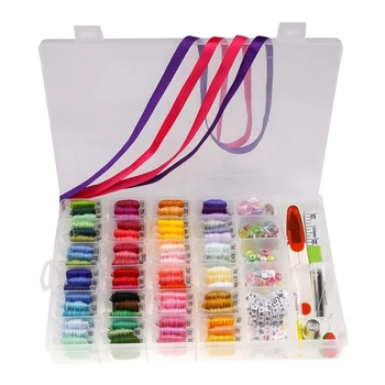 

Cross-Stitch Thread Friendship Bracelet Bib Storage Box, Embroidery Thread Bracelet Rope Embroidery Kit