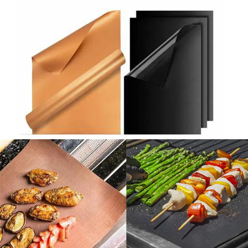 

Non Stick BBQ Grill Mat Heat Resistance 40 * 33cm Coating Barbeque Mat Cooking Grilling Sheet Easily Cleaned Kitchen For Party