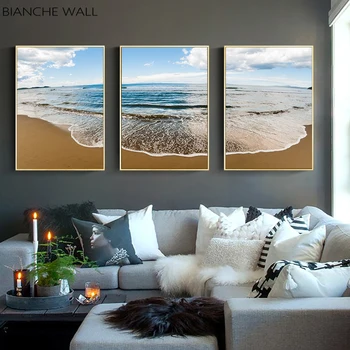 

Seaside Beach Scenery Decorative Painting Printed On Canvas Paintings Pictures Landscape Wall Art Print Living Room Decor