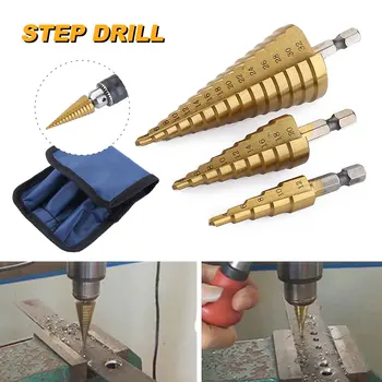 

3pcs Step Drill Bit Set Hss Cobalt Multiple Hole 50 Sizes Cobalt Titanium Conical Carbide Drill Perforator Hole Cutter Tool