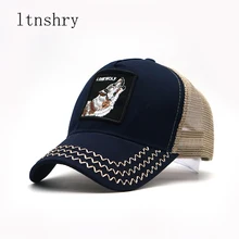 Летняя бейсболка для грузовика, сетчатая бейсболка в стиле хип-хоп, мужские шапки с вышивкой волка и животных, бейсбольные кепки для женщин, шляпа для папы и мужчин, bone feminino