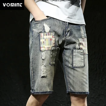 

Summer Denim Shorts Male Jeans Men Jean Shorts Bermuda Skate Board Harem Mens Jogger Ankle Ripped Wave Large Size 28-40