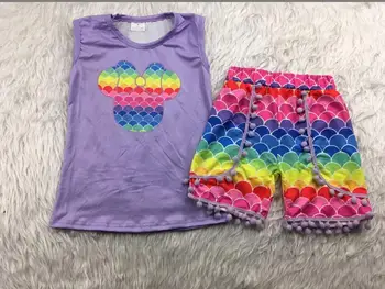 

summer boutique hot sale daily life outfits with color pattern for girl's outfits