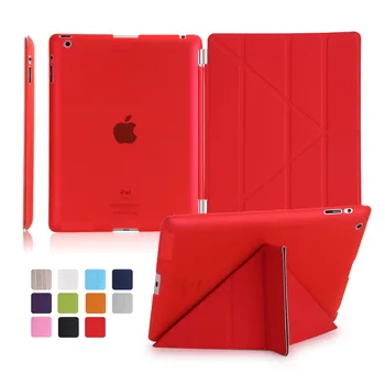 

For iPad 2 3 4 Smart Case 5 Shapes Stand Thin PU Leather Cover Soft Case A1458 A1459 A1460 A1430 A1416 A1403 Auto Sleep/Wake up
