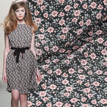 Чистый натуральный шелк тканевый креп De Chine винтажный цветочный тип с зеленым низом