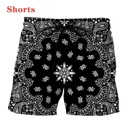 New Bandana Pattern Fashion Men Women Tracksuits Crewneck Hip Hop Shorts Plus size S-7XL