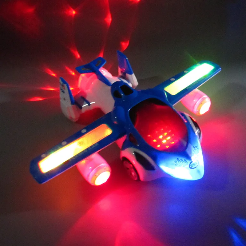 Avión eléctrico Led para niños, ruedas rotativas de 360 grados, iluminación fría, música, juguete de avión electrónico