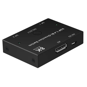 

Plug And Play Splitter Converter Displayport 8K60Hz HDCP 3D 2 Ports DP 1.4 Bi-Direction Switch Manual 1X2 Or 2x1 Accessories