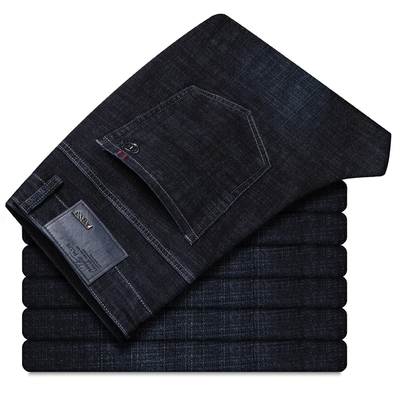 Осень и зима новые мужские стрейч джинсы Бизнес Slim Fit маленькие прямые джинсовые брюки мужские брюки черный синий - Цвет: 9706 black