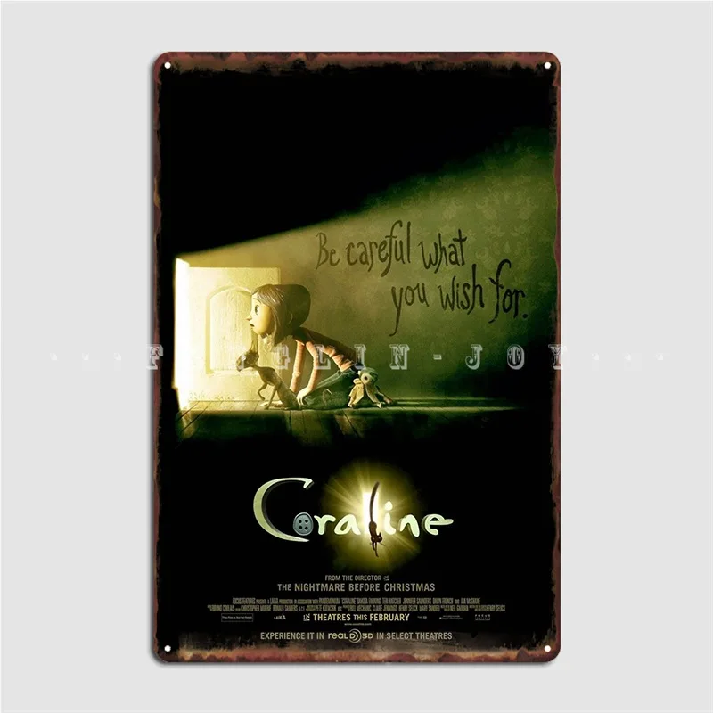 

Coraline Poster Metal Plaque Poster Club Home Personalized Wall Plaques Tin Sign Poster