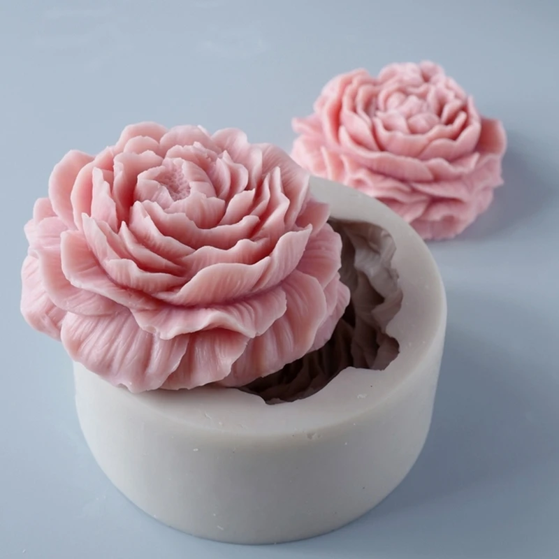 Aromatherapy Candle Mold Handcrafted Diy Aromatherapy Candle Silicone Mold Large Peony Handmade Soap Model Resin Plaster