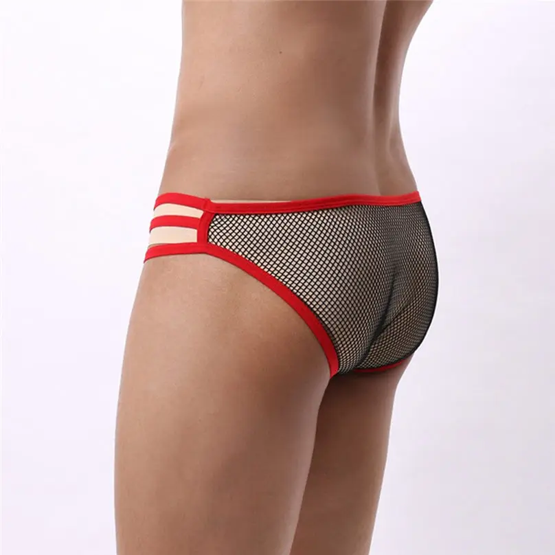 Men's Sexy Solid Color Net Speed Opening Super Thin Breathable Men Underwear 3D03 (7)