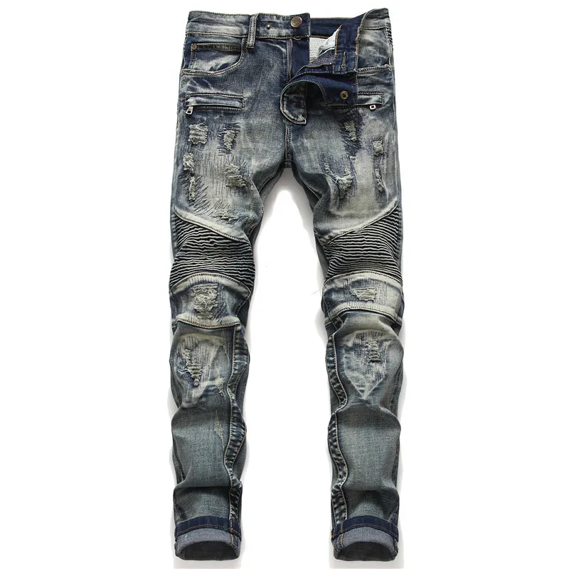 

Men Jeans 100% Cotton Ripped jeans for men European and American style High Quality Fashion Men Jeans Free shipping #1806
