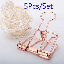 5Pcs Rosegold Pinze Clip di Carta Legante Documenti Del Sacchetto Del Sacchetto di Scuola Forniture per Ufficio di Rilegatura Forniture Lime Pinze Metallo Pinze(China)