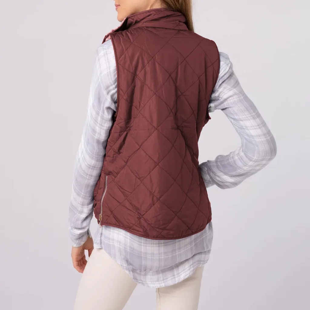 Женская Повседневная однотонная Верхняя одежда без рукавов, плюшевый двусторонний жилет на молнии, пальто, тонкий жилет, женский ветрозащитный теплый жилет