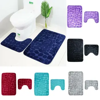 

2PCs/Set Bathroom Toilet Mat Non Slip Extra Mat Suction Grip With Rubber Backing