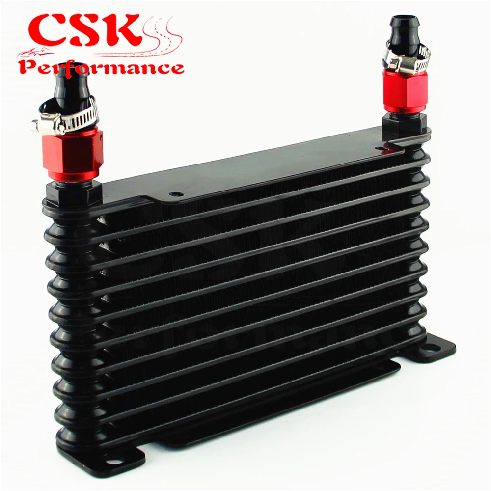 

AN10 32mm Aluminum 10 Row Engine/Transmission Racing Oil Cooler+Fittings Black