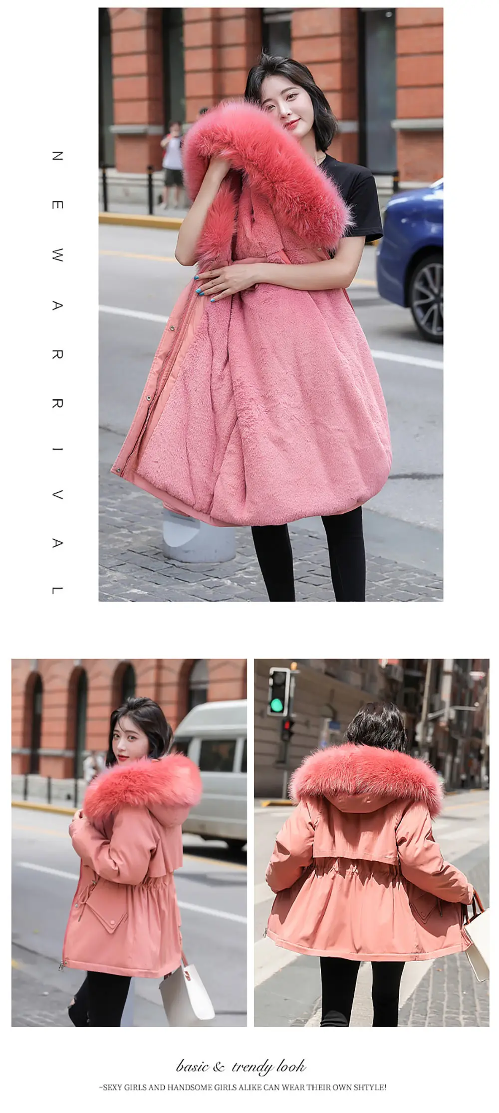 goose down coat PinkyIsBlack Warm Thick Winter Women Jacket Solid Loose Fur Collar Hooded Cotton Padded Coat for Ladies Casual Wool Liner Parkas maxi puffer coat