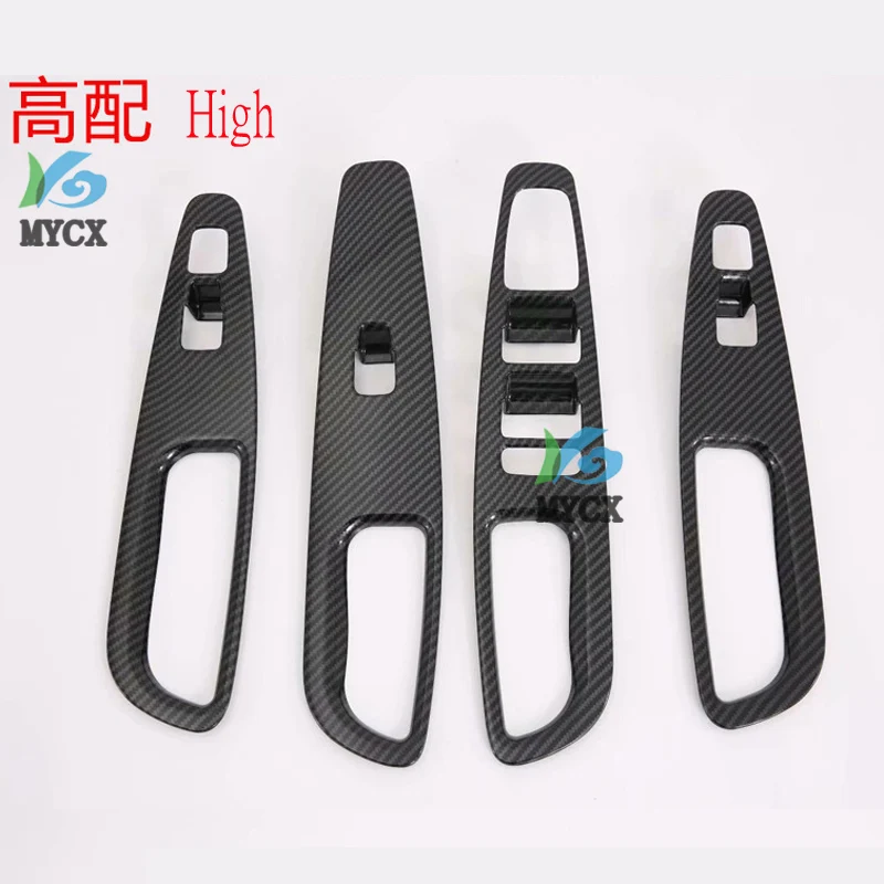 For Hyundai Santa Fe IX45 Carbon Fiber Window Lift Switch Button Cover Trims Door Armrest Panel Frame Interior Accessories