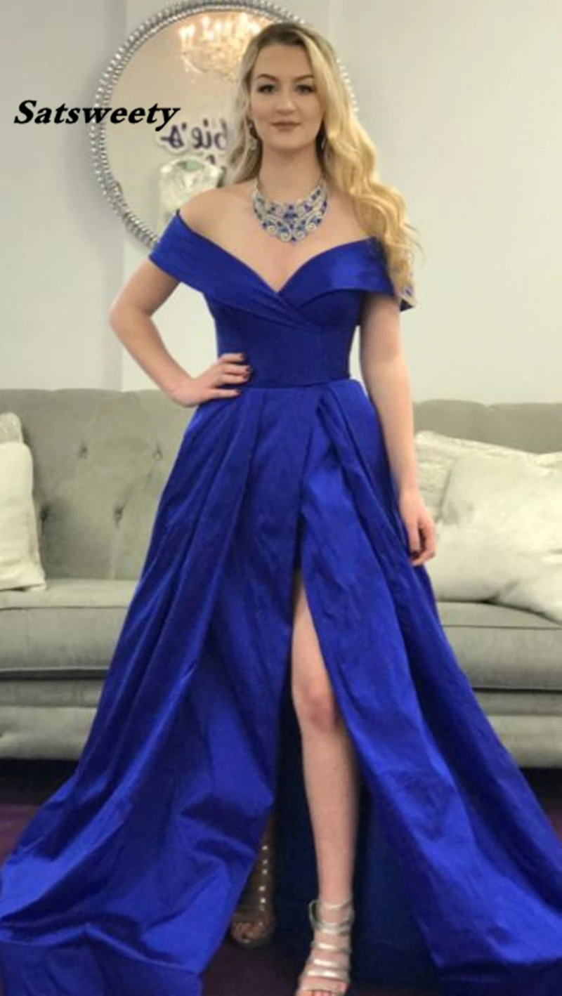 Royal-Blue-Muslim-Evening-Dresses-2019-Off-the-Shoulder-V-Neck-Satin-Slit-Islamic-Dubai-Kaftan (2)