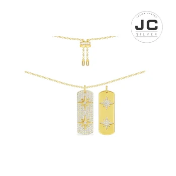 

New Fashion Charms Silver 925 Original Engraving,Adjustable Single Paved Stars Pendant Necklace For Women Glamour Jewelry Gift