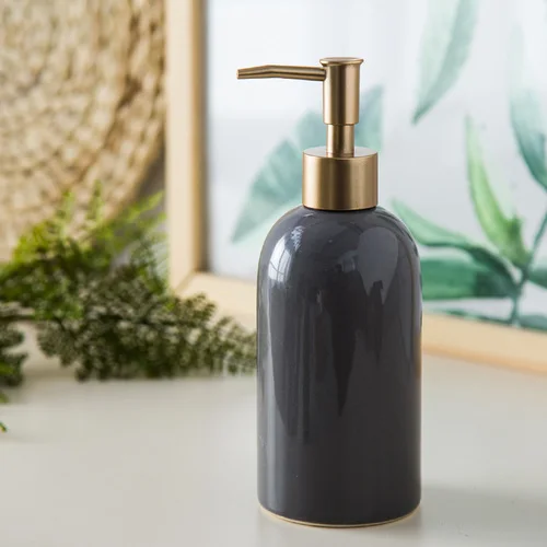 1Pcs 420ml ceramic soap bottle kitchen hand soap bottle cosmetic shampoo shower gel bottle home hotel outdoor travel bottle - Цвет: Gray