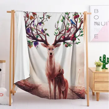 

2020 new the sika deer export Custom blankets Large and small size throw blanket tapestry sleeping blanket soft flannel blanket