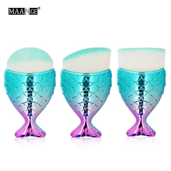 

MAANGE 3Pcs/pack Cute Mermaid Blending Foundation Makeup Brush Highlighter Contour Powder Cosmetic Make Up Brushes Beauty Tools