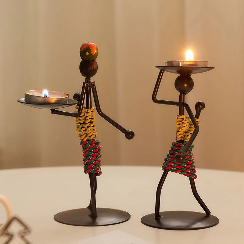 Candelabro de Metal Vintage hecho a mano, candelabro creativo artesanal,  candelabros de hierro forjado en miniatura, decoración|Sujetadores de velas|  - AliExpress