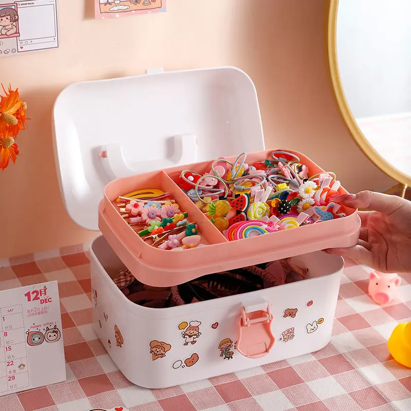 Children's Hair Accessories Storage Box Girl Hair Clip Ring Hair Hoop Hair  Clip Makeup Cute Rubber Band Head Rope Jewelry Box - Storage Boxes & Bins -  AliExpress