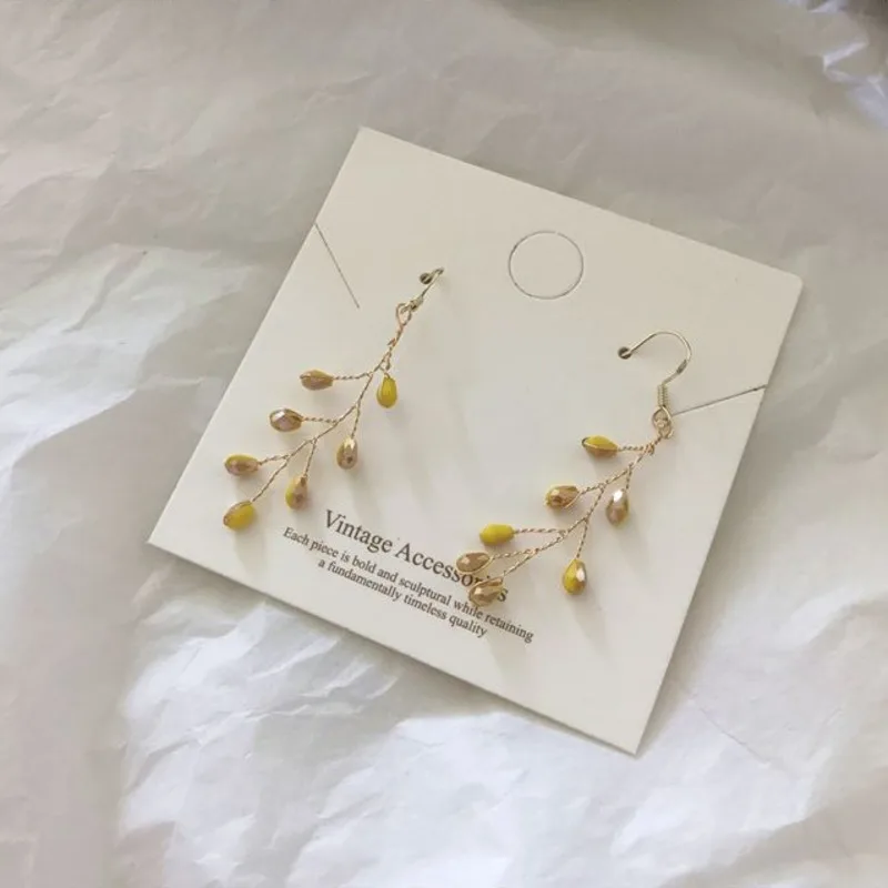 

2019 Crystal Earrings Fashion Wholesale Jewelry Branches Metal Leaves Dangling Long Statement Drop Earrings For Women Earrings