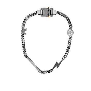 

Hip hop Function Metal Safety Buckle Short Necklace Domineering Exaggerated Design Sense Trendy Male Clavicle Chain Party Gifts