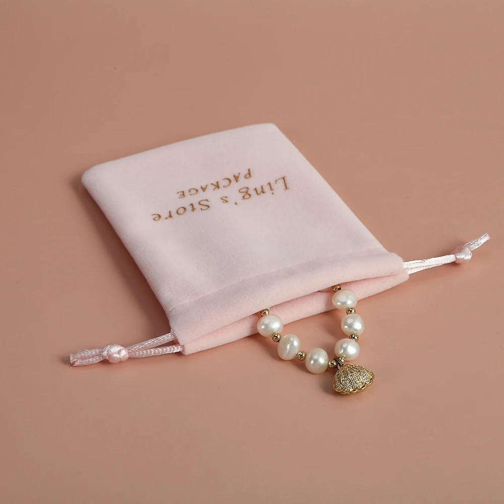 100 Drawstring Bags Personalized Logo Print Pink Thick Velvet Jewelry Packaging Bags Pouches Custom Chic Wedding Favor Bags