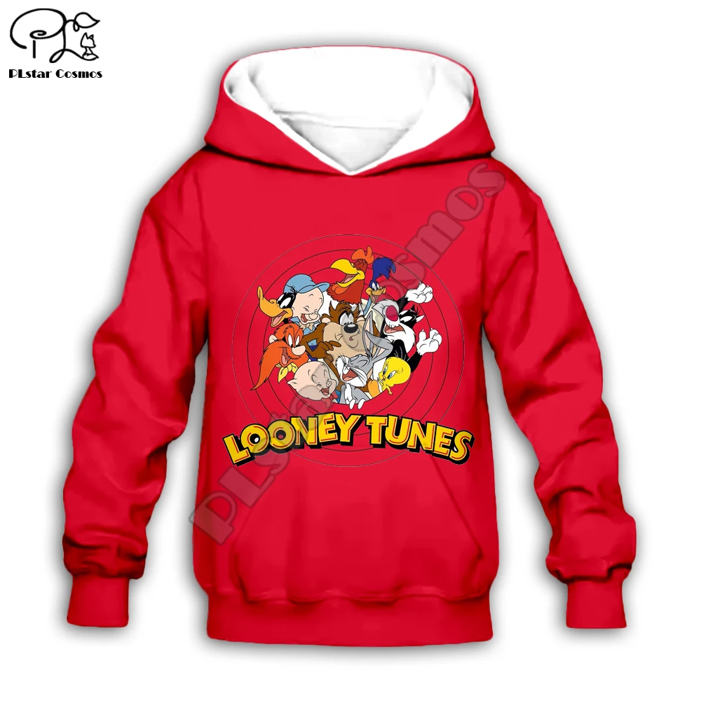 Детские толстовки с капюшоном с изображением кролика Looney Tunes, толстовки с объемным рисунком детский спортивный костюм на молнии для маленьких мальчиков и девочек, футболка и штаны