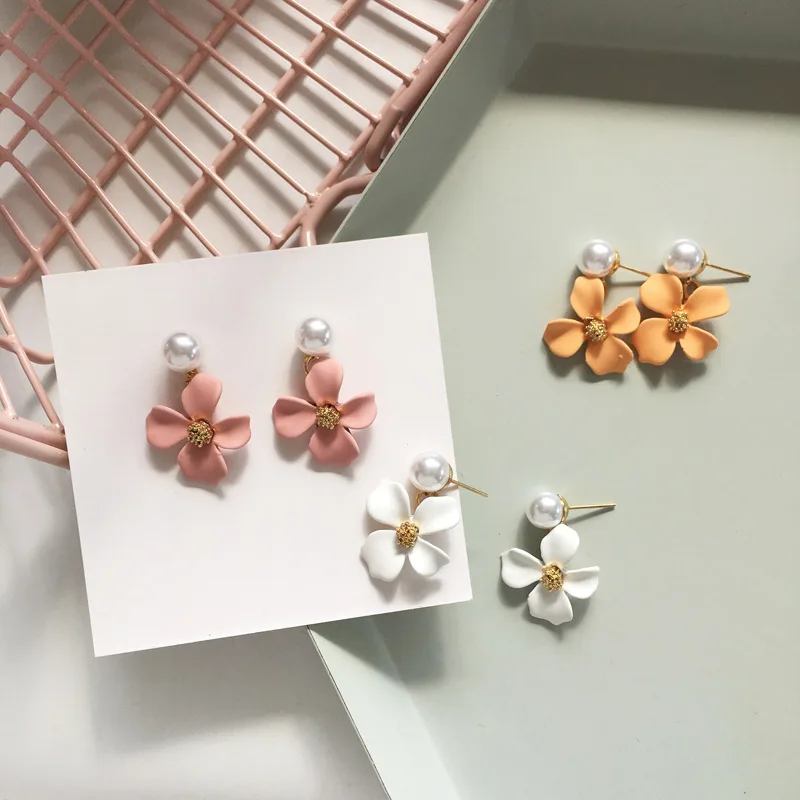 

Korean Style Cute Flower Drop Earrings For Women S925 needle New Fashion Sweet Earrings Wholesale Jewelry Gifts