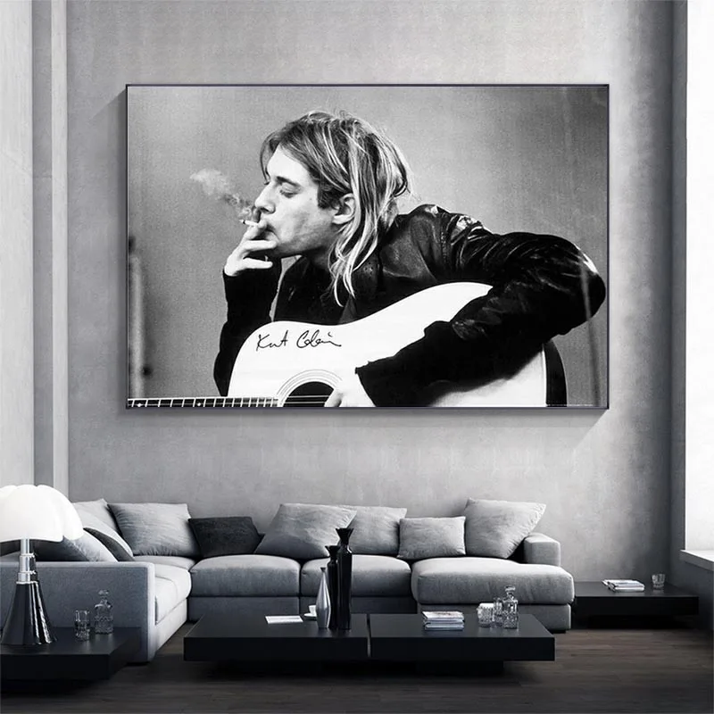 Kurt Cobain рок музыки группы певица Плакаты и принты картины на холсте искусство