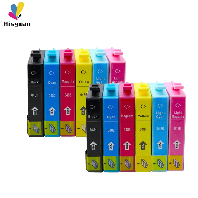 Hisywan T0481 чернильный картридж для принтера Epson Stylus Photo R200 R220 R300 R300M R320 R340 RX500 RX600 RX620 RX640 головка принтера для EPSON 0481 - Цвет: 2 set