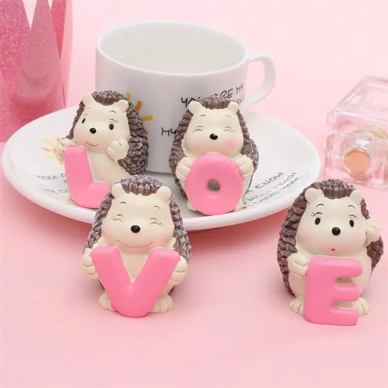 1 Set 4pcs Figurines Resin Creative Hedgehog Shape Crafts for Wedding | Дом и сад