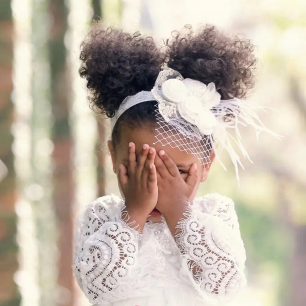 

Cloth Rose Mesh Elastic Headband Headpiece Lace Pearl Feather Princess Simulation Flower Hairbands Children Kid Baby Photo Props