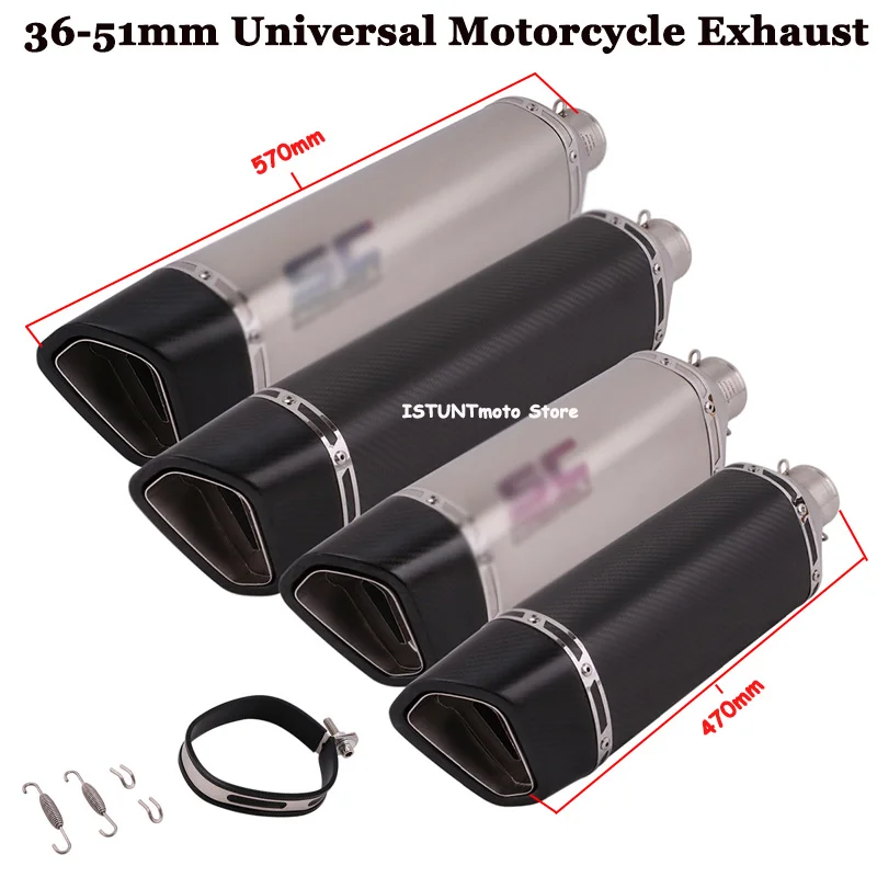 

470mm 570mm Universal Motorcycle GP Racing Exhaust escape moto Modified Muffler Pipe With DB Killer For ninja300 MT-07 R1 CBR500