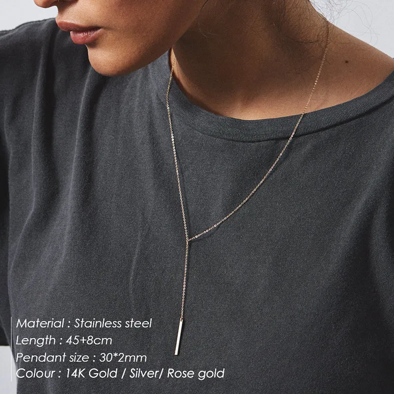 

Korean Style Punk Style Ladies Gold Stainless Steel Necklace Ladies Multi-layer Personality Long Necklace Jewelry 2019