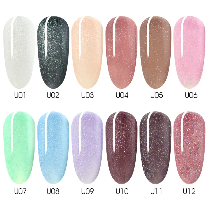 12colors/Kit Glitter Seashell Nail Varnish Nail Art Decoration Gel Lacquer Bling Pearl Pigment