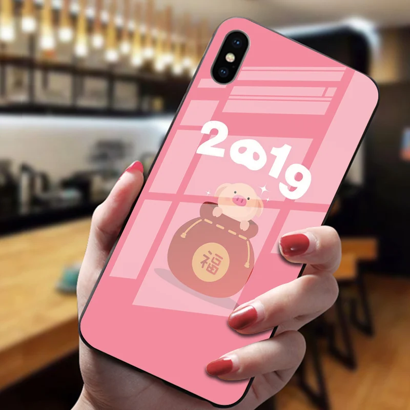 Милые с животным принтом, роскошные чехлы из закаленного стекла для iphone XS Max XR X 5 5S SE 6 6S 7 8 Plus 11 Pro Max, модная задняя крышка - Цвет: 1346