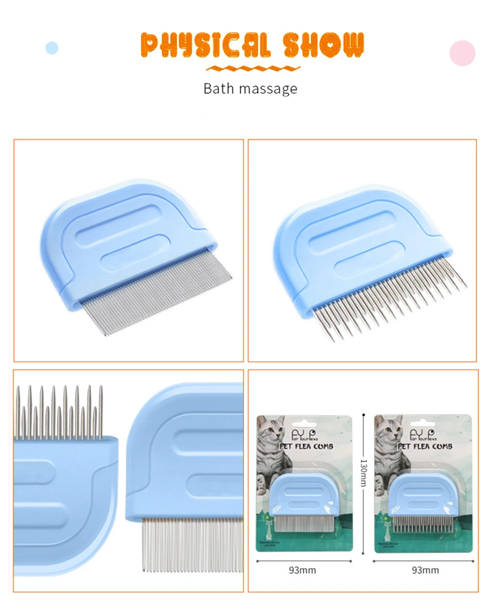 Cat Grooming Comb Cat Flea Removal Stainless Steel Pin Grooming Comb Brush For Long And Short Hair Gilling Brush Slicker Combs (9)