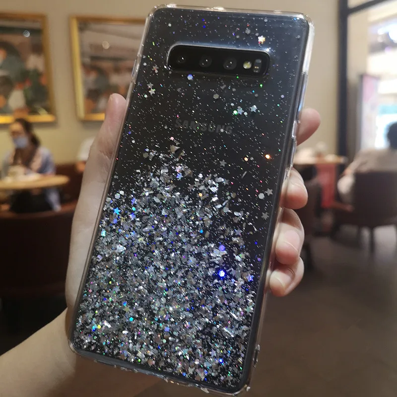 Модный сверкающий блестящий чехол для samsung Galaxy S10 S9 S8 Plus S 10 силиконовый прозрачный