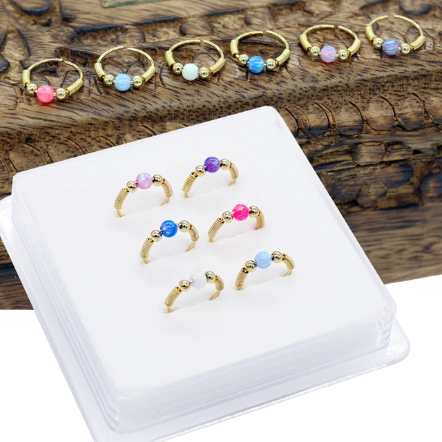 14k Gold L-Bend Opal Nose Stud | Tulsa Body Jewelry