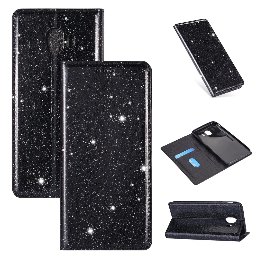 Роскошный блестящий кожаный чехол-книжка для samsung Galaxy J4 J6 Plus J8 A6 Plus J3 J7 J5 откидная крышка