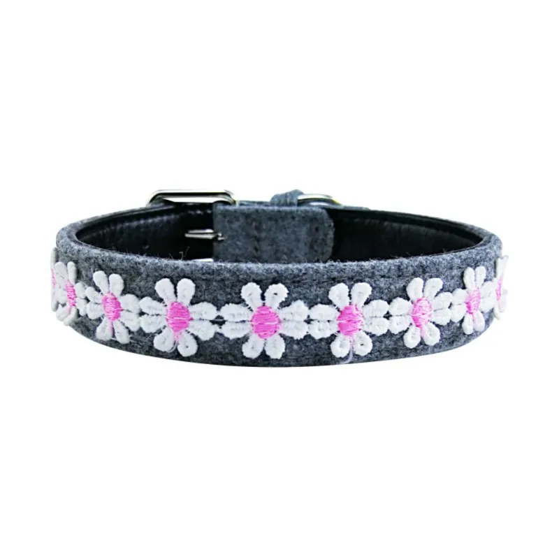 1 Pcs Pets Collar Dog PU Floral Soft Adjustable Buckled Necklace Dogs Supplies Puppy Collar Comfortable And Breathable Stylish - Цвет: P