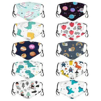 

10pcs Children Cartoon Printed Masks Reusable Washable Outdoor Breathable Face Mask For Fashion Kids Boy And Girl Mascarillas